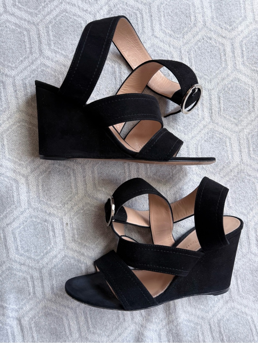 Gianvito Rossi Rylee Black Suede Wedge Sandals Women’s EU 38 Made in Italy